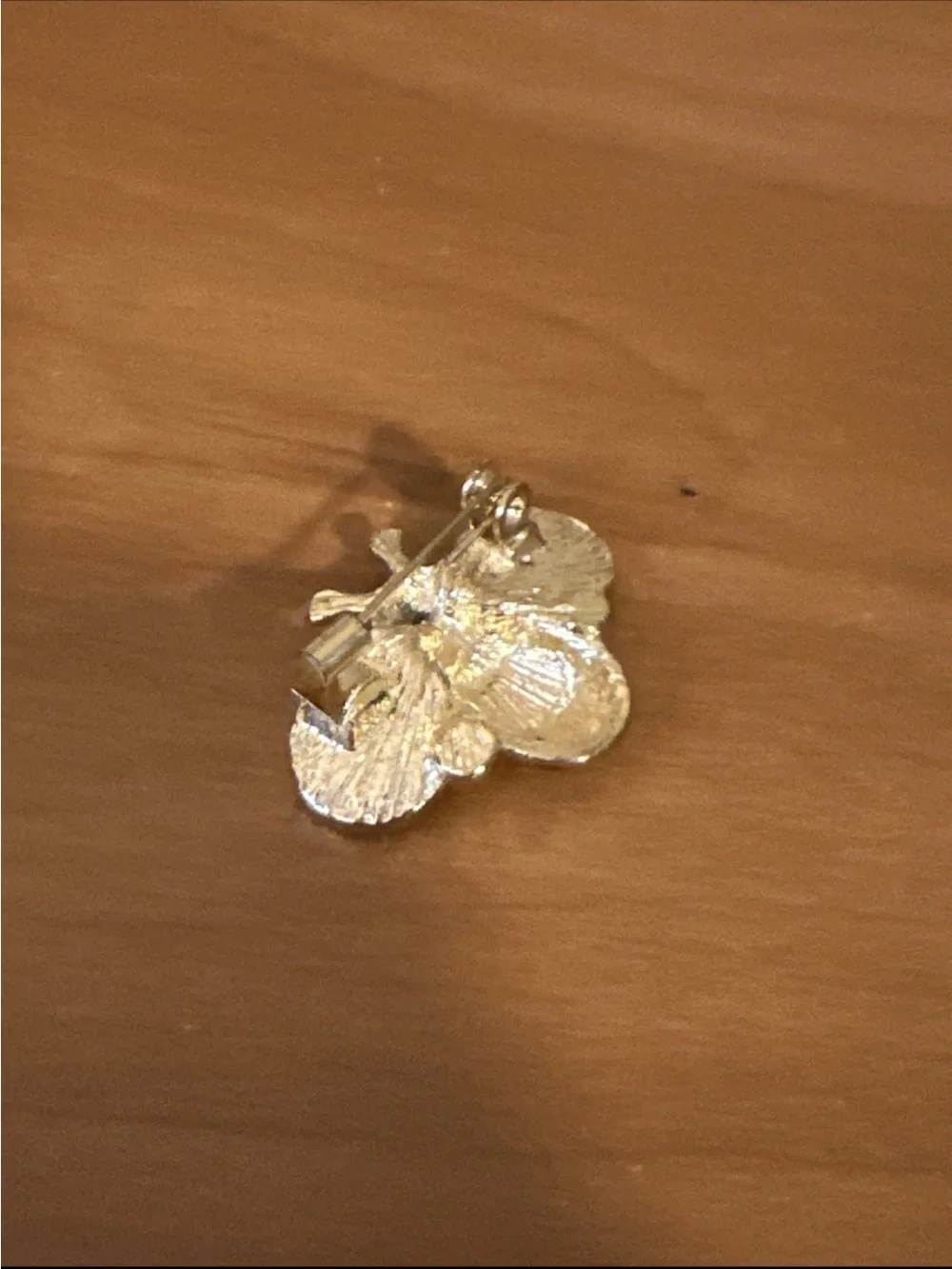 Gold-Tone Red Bee Pin Brooch with Crystal Wings